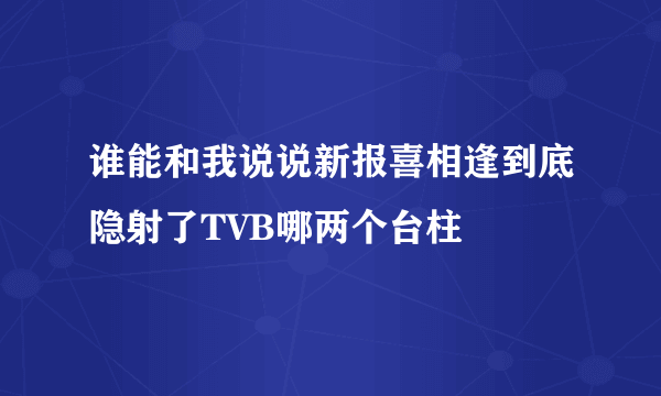 谁能和我说说新报喜相逢到底隐射了TVB哪两个台柱