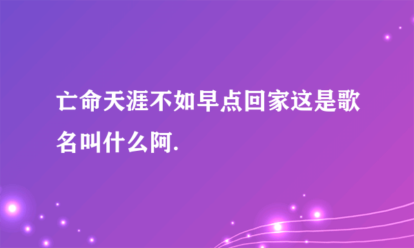 亡命天涯不如早点回家这是歌名叫什么阿.