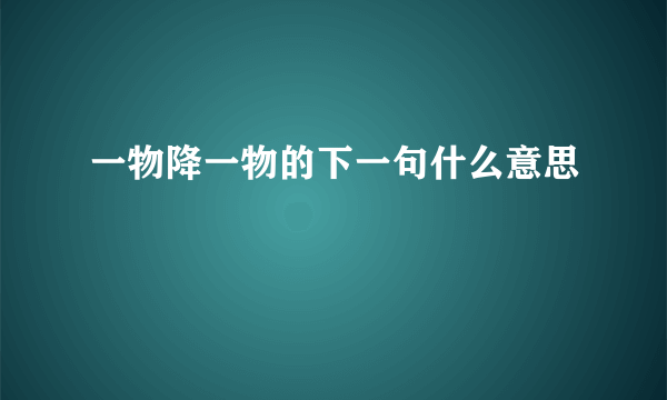 一物降一物的下一句什么意思