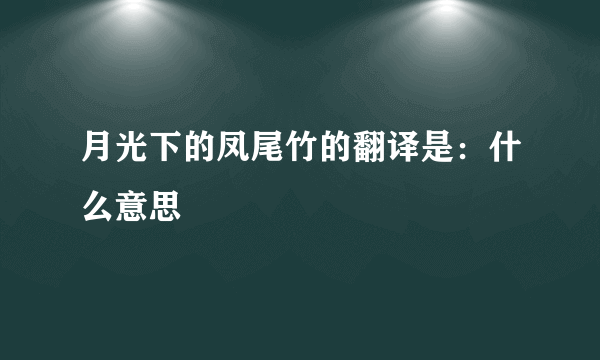 月光下的凤尾竹的翻译是：什么意思