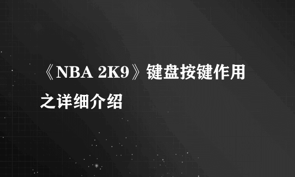 《NBA 2K9》键盘按键作用之详细介绍