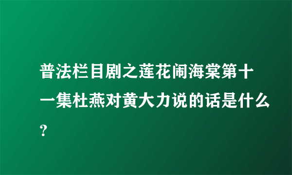 普法栏目剧之莲花闹海棠第十一集杜燕对黄大力说的话是什么？