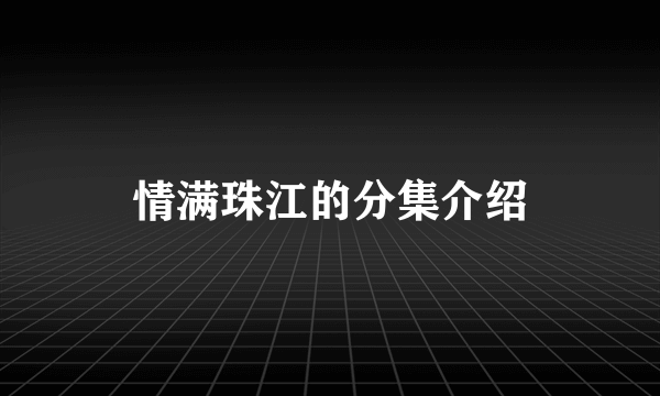 情满珠江的分集介绍