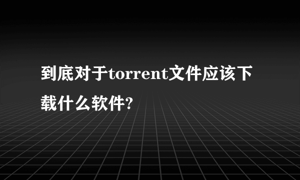 到底对于torrent文件应该下载什么软件?