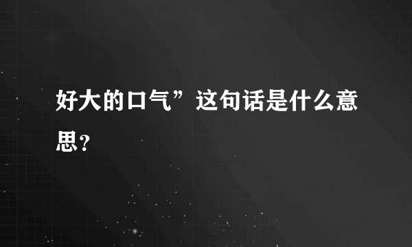 好大的口气”这句话是什么意思？