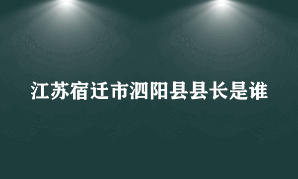 江苏宿迁市泗阳县县长是谁