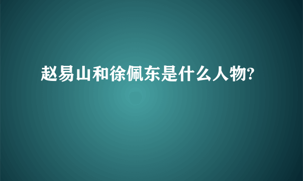 赵易山和徐佩东是什么人物?