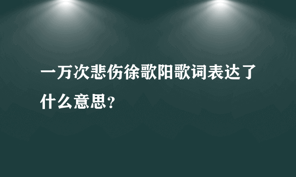 一万次悲伤徐歌阳歌词表达了什么意思？