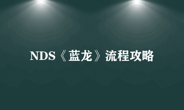 NDS《蓝龙》流程攻略