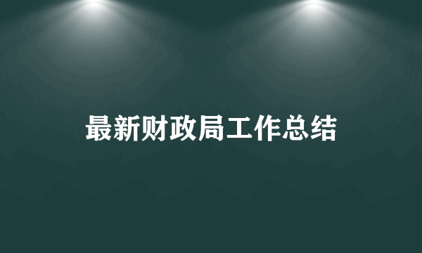 最新财政局工作总结