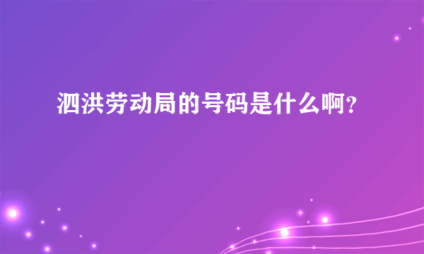 泗洪劳动局的号码是什么啊？