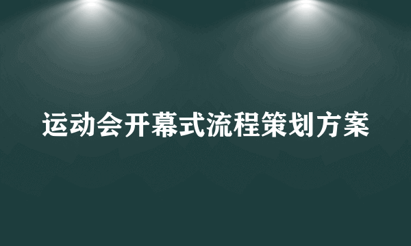 运动会开幕式流程策划方案