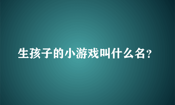 生孩子的小游戏叫什么名？