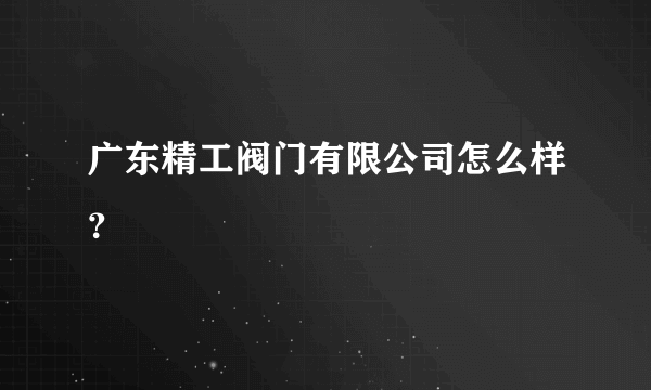 广东精工阀门有限公司怎么样？