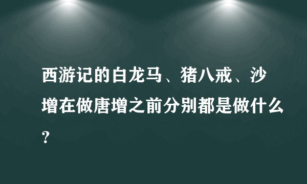 西游记的白龙马、猪八戒、沙增在做唐增之前分别都是做什么？