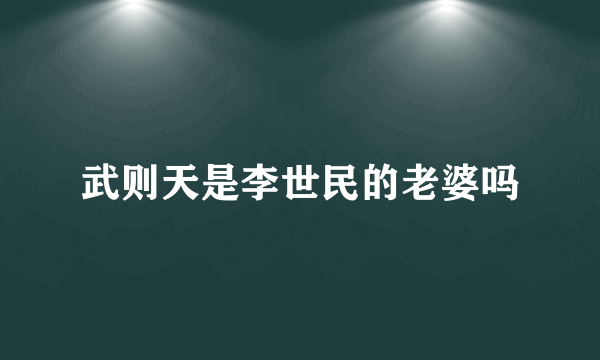 武则天是李世民的老婆吗