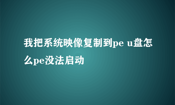 我把系统映像复制到pe u盘怎么pe没法启动