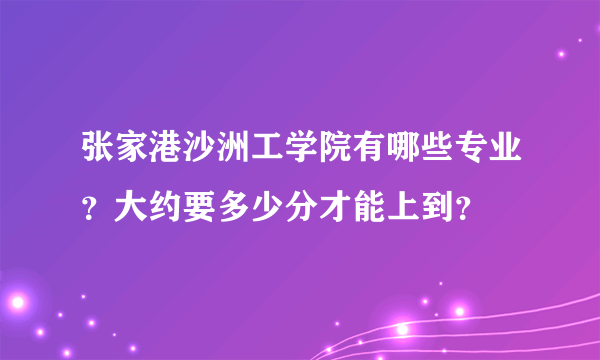 张家港沙洲工学院有哪些专业？大约要多少分才能上到？