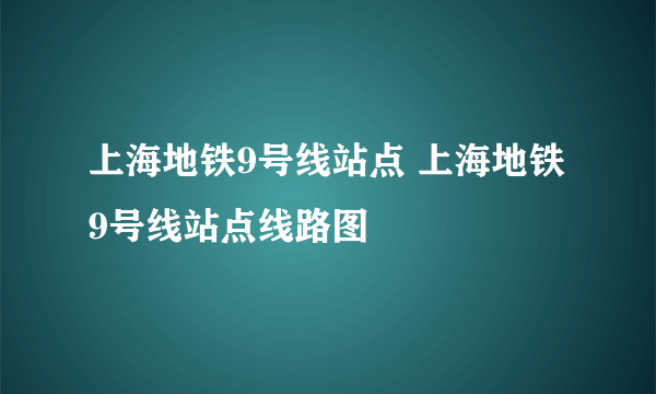 上海地铁9号线站点 上海地铁9号线站点线路图