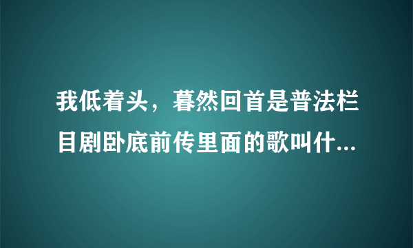 我低着头，暮然回首是普法栏目剧卧底前传里面的歌叫什么名字是什么歌