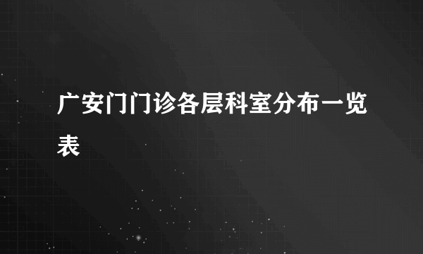 广安门门诊各层科室分布一览表