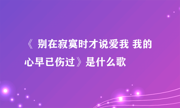 《 别在寂寞时才说爱我 我的心早已伤过》是什么歌