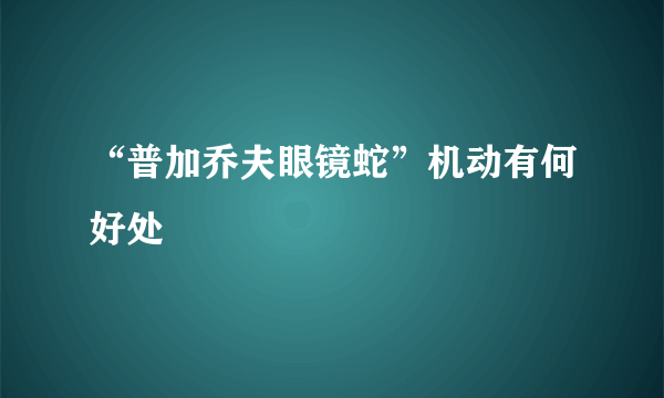 “普加乔夫眼镜蛇”机动有何好处