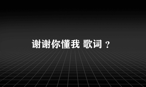 谢谢你懂我 歌词 ？