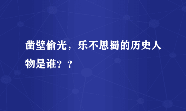 凿壁偷光，乐不思蜀的历史人物是谁？？