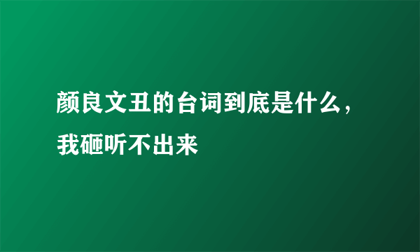 颜良文丑的台词到底是什么，我砸听不出来