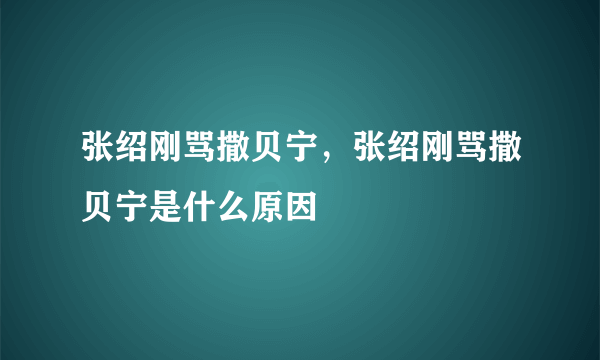 张绍刚骂撒贝宁，张绍刚骂撒贝宁是什么原因