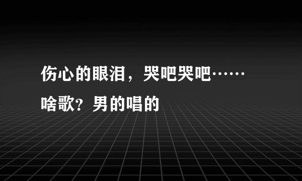 伤心的眼泪，哭吧哭吧…… 啥歌？男的唱的