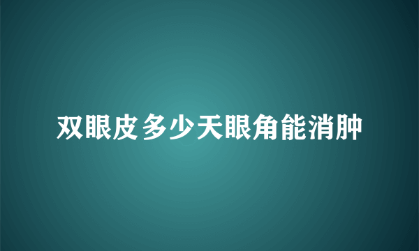 双眼皮多少天眼角能消肿