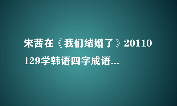 宋茜在《我们结婚了》20110129学韩语四字成语用的书是哪本啊？有木有亲知道的？推荐基本学韩语的教材吧~