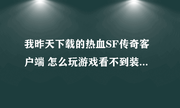 我昨天下载的热血SF传奇客户端 怎么玩游戏看不到装备和药啊~！ 是不是少什么补丁 谁有 网址给我发个谢谢