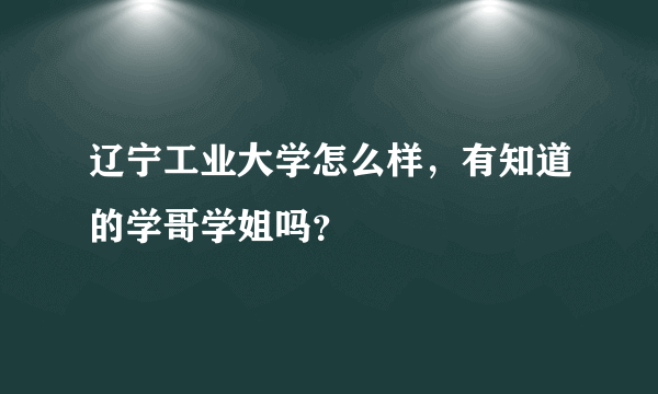 辽宁工业大学怎么样，有知道的学哥学姐吗？