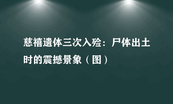 慈禧遗体三次入殓：尸体出土时的震撼景象（图） 