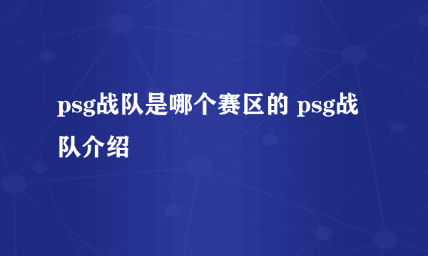 psg战队是哪个赛区的 psg战队介绍