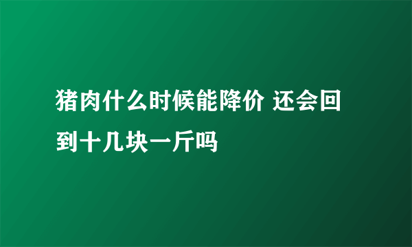 猪肉什么时候能降价 还会回到十几块一斤吗