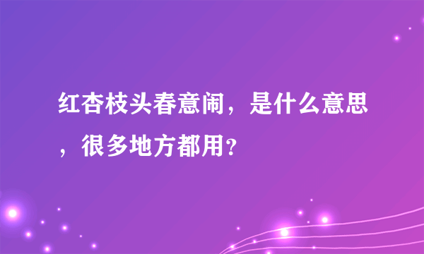 红杏枝头春意闹，是什么意思，很多地方都用？