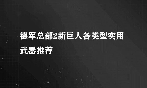 德军总部2新巨人各类型实用武器推荐