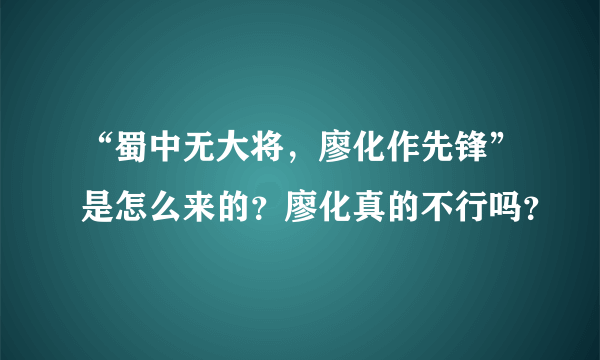 “蜀中无大将，廖化作先锋”是怎么来的？廖化真的不行吗？