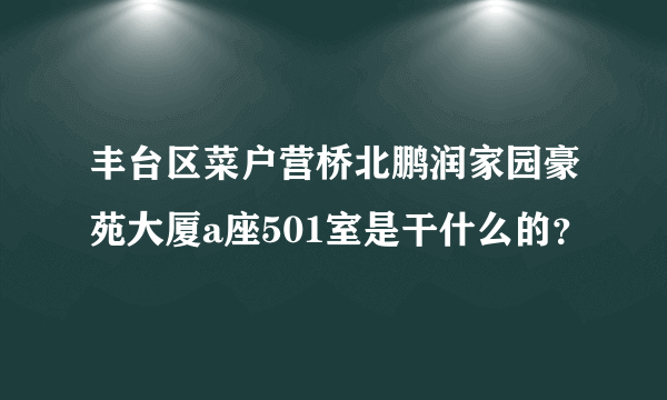 丰台区菜户营桥北鹏润家园豪苑大厦a座501室是干什么的？