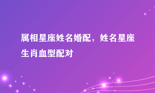 属相星座姓名婚配，姓名星座生肖血型配对