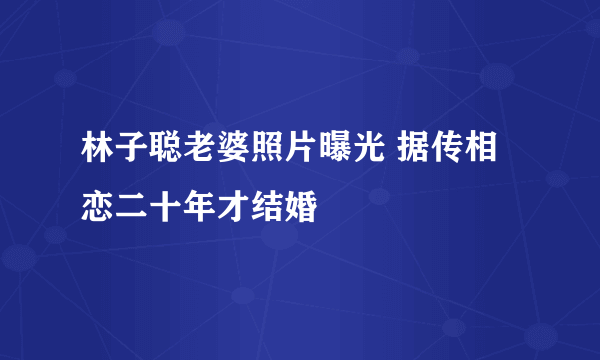 林子聪老婆照片曝光 据传相恋二十年才结婚