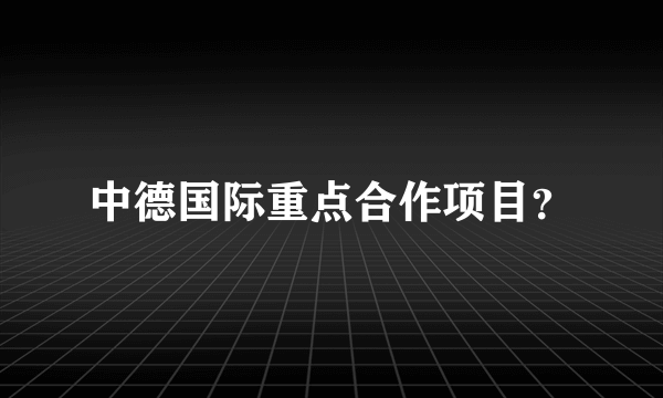 中德国际重点合作项目？