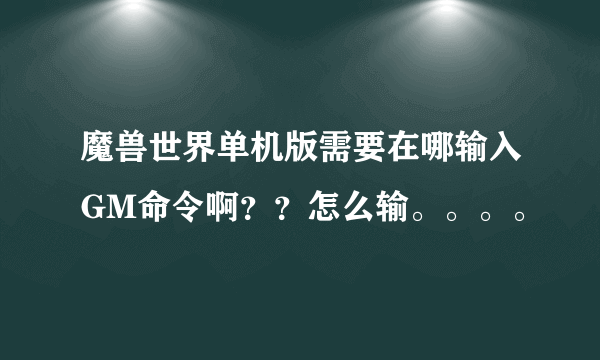 魔兽世界单机版需要在哪输入GM命令啊？？怎么输。。。。