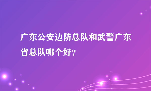 广东公安边防总队和武警广东省总队哪个好？