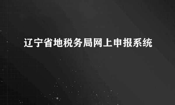 辽宁省地税务局网上申报系统