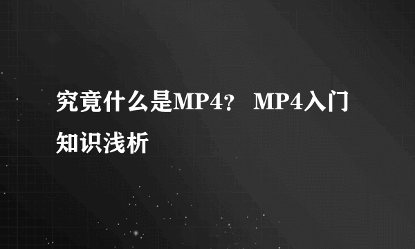 究竟什么是MP4？ MP4入门知识浅析